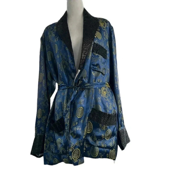 Solz Squirrel Other - Vintage Solz Squirrel Navy Blue Satin Robe